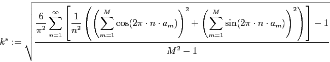 k* := sqrt((M * h * 6 / pi^2 - 1) / (M^2 - 1))